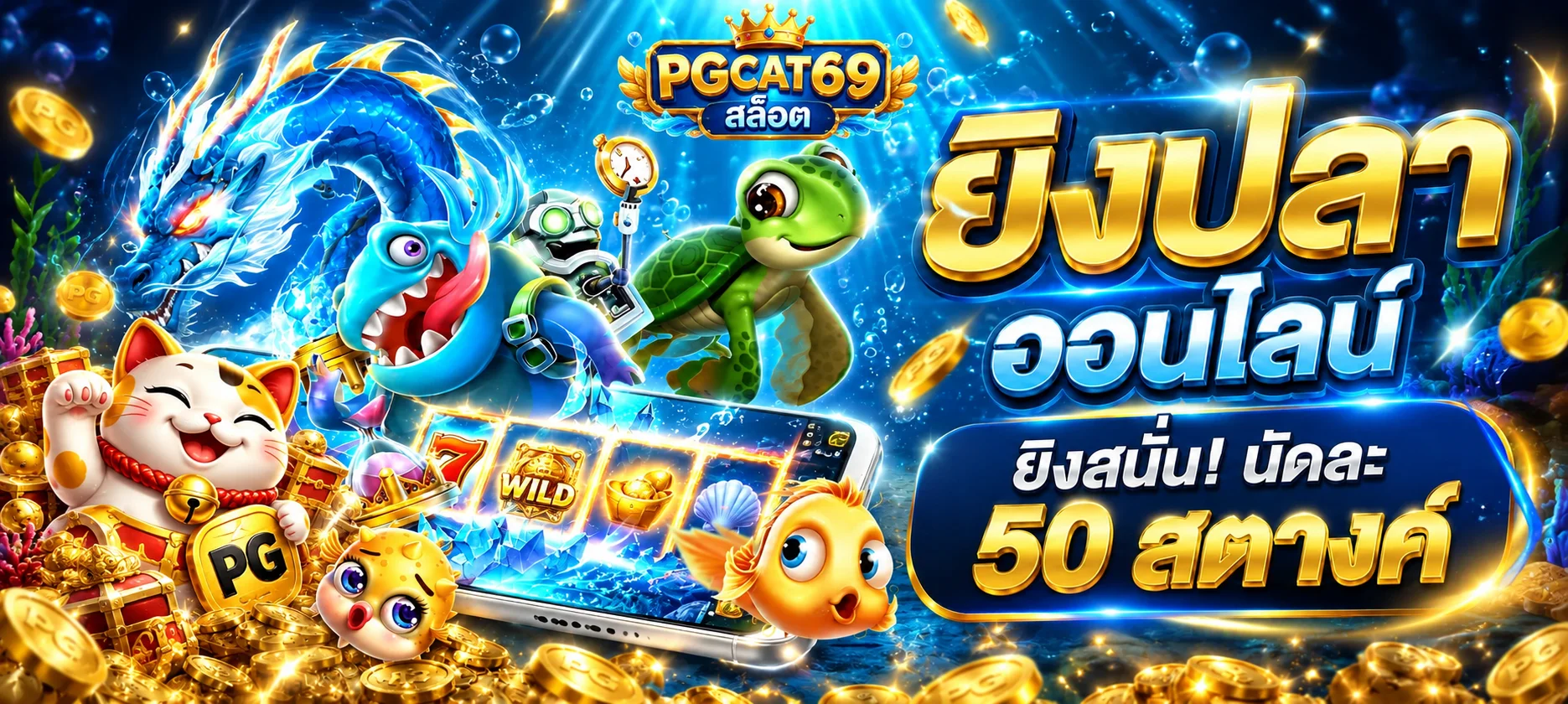 PGCAT69 สล็อตธีมผจญภัยใต้ทะเลและเกม PG